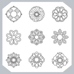 Stylish Mandala Logotype Icons Simple and Minimal Vector Art
