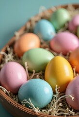 easter eggs in a basket
