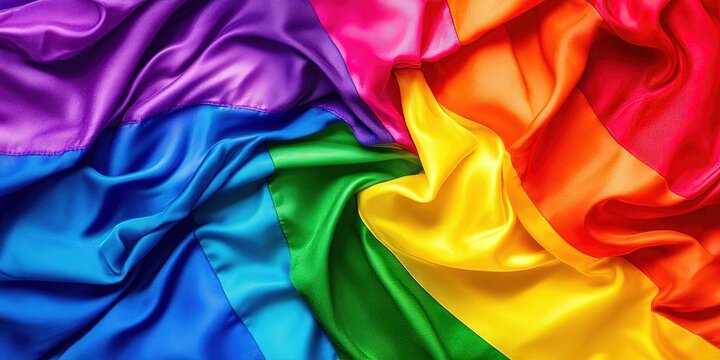 pride parade and pride month concept with lgbtqia and rainbow flags for 2025 pride month