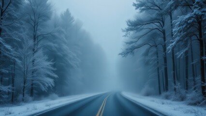 winter road in the forest