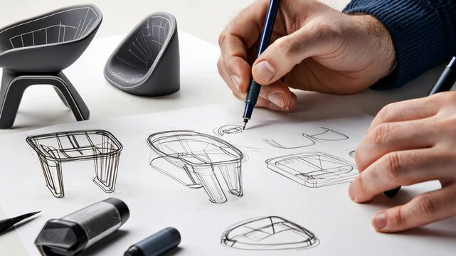 Industrial Designer sketching furniture concepts