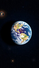 Naklejka premium Flat Earth in space. Concept mythology universe and world are disk. Generation AI, magazine photoshoot, with white tones