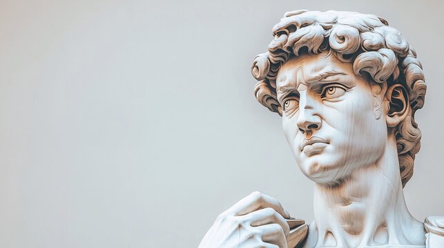 The David sculpture impressively displays intricate facial features and posture