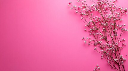 Obraz premium Delicate white flowers contrast on vibrant pink background for spring decor