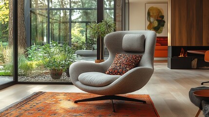 Modern Living Room Chair with Garden View