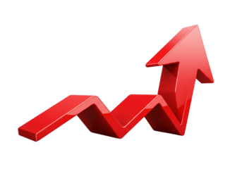 Red Up Arrow Icons Business Illustration isolated on transparent background, png.