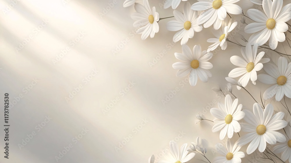 Poster Bright white daisies create a serene atmosphere in a soft light setting