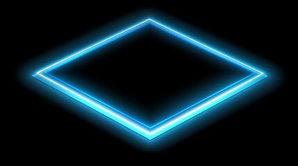 Fototapeta premium Glowing Blue Neon Diamond Frame Design