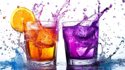 Vibrant Juices Splashing Against White Background