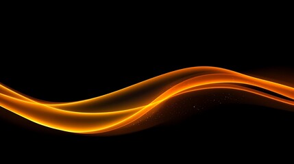 Abstract Orange Waves on Black Background