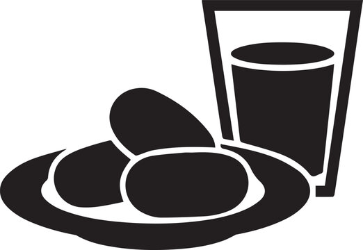 Simple illustration of food and drink, perfect for Ramadan or Iftar.