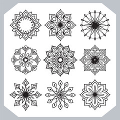 Obraz premium Minimal Mandala Silhouettes Beautiful Vector Logotype Designs