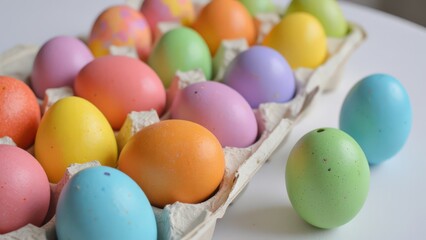 colorful eggs in basket