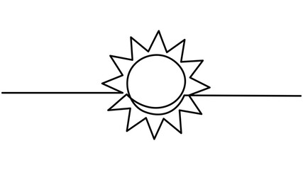 Fototapeta premium Simple and minimalist continuous line drawing of sun icon. Sun continuous line icon vector illustration