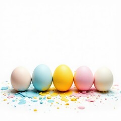 easter eggs on white