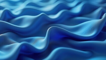 Obraz premium Abstract 3d render of blue textile. Wavy folds, textures visible. Smooth flow, elegant design. Modern, minimal style. Suitable for fashion, design, tech backgrounds. Artificial material with blue