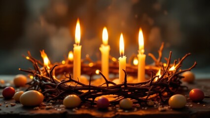 burning candles in the church