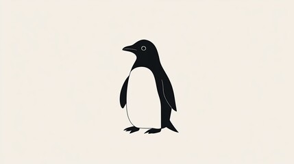 Fototapeta premium Minimalist black penguin design on a white background, showcasing unique and adaptable ideas.