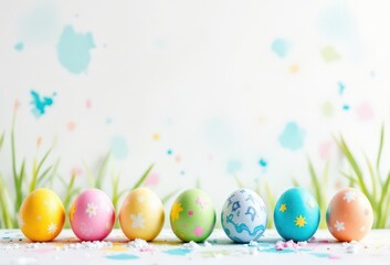 easter eggs on grass