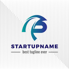 Modern wave logo design combined with initial letter P