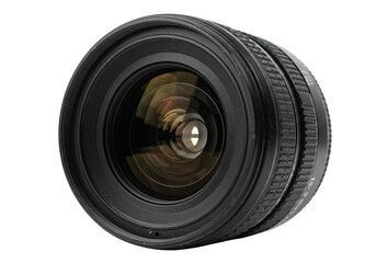 DSLR camera lens. Close-up isolated on transparent background, png.