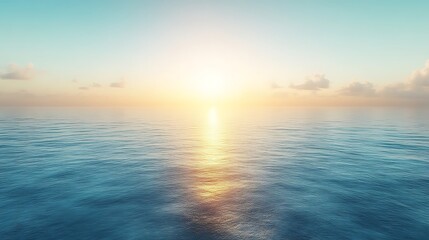 Obraz premium Serene ocean sunset with calm water and soft light.