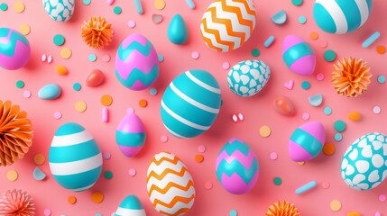 Vibrant easter poster template with colorful eggs for seasonal greetings and promotions