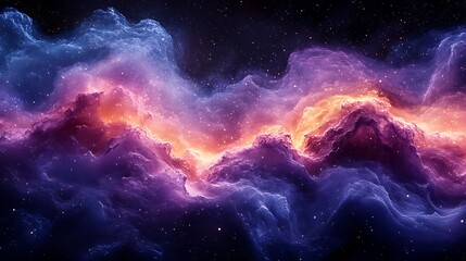 Fototapeta premium Cosmic Nebula Waves of Purple Orange and Blue Hues
