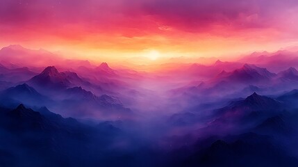 Obraz premium Majestic Mountains Sunset Hues A Vibrant Landscape