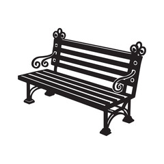 park bench silhouette, black and white silhouette, vector and illustration