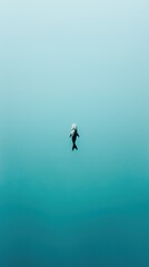 Fototapeta premium Fish swimming in blue water underwater scene hyperrealistic detail serene environment depth perception aquatic life