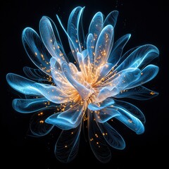 Obraz premium Ethereal fireworks display night sky artwork digital environment close-up view hyperrealistic concept