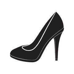 high heel silhouette, black and white silhouette, vector and illustration	