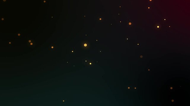 Golden glitter particles background with shining neon dust going up and light flare or glare overlay effect above for luxury premium product design or award template backdrop Magical radiance loop.