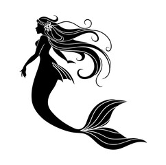 Graceful Mermaid Silhouettes for Print Design