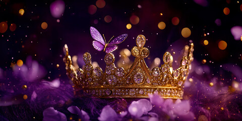 Romantic style fantasy crown with flowers and other fine details.