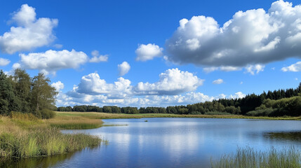 Sky Blue Stunning Fluffy Clouds Perfect Day
