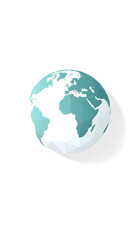 Fototapeta premium Low poly earth planet globe illustration. Polygonal globe icon with shadow on isolated white background. realistic world map in globe shape, papercraft
