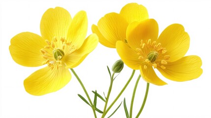 Fototapeta premium A vibrant bouquet of bright yellow buttercup flowers, showcasing their delicate petals and intricate details.