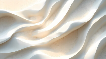 Obraz premium Abstract background with smooth sandstone and azure waves on a light white surface, elegant 3d rendering. Sandstone. Illustration