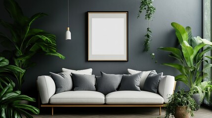 Modern living room interior design with sofa and contemporary furniture