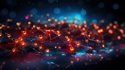 Fototapeta premium Abstract Network: Glowing Nodes and Connections