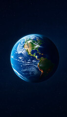 Fototapeta premium Planet Earth with city lights in space with stars, minimalism, with white tones