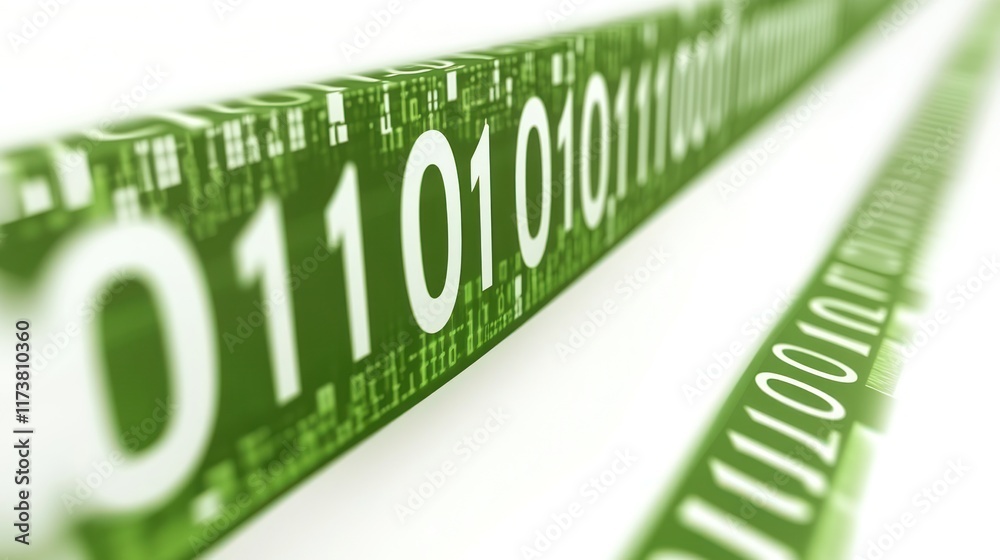 Poster green binary code streams symbolize digital data flow. ideal for tech presentations, cybersecurity v