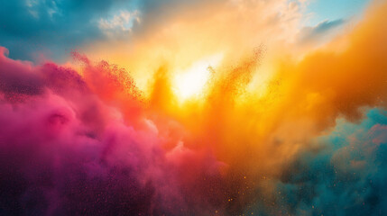 Fototapeta premium Abstract Holi design showcasing a blend of bright colors and cultural heritage.