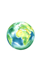 Fototapeta premium green planet earth in watercolor, vector style, with white tones