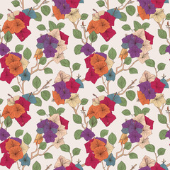 Handmade abstract floral patterns featuring climbing flowers, rose bouquets, and detailed embroidery for modern design.