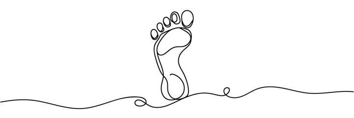 One continuous line drawing of bare foot. Vector illustration.