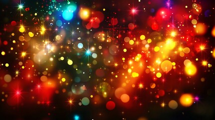 A vibrant explosion of colorful lights and bokeh effects, creating a festive and energetic atmosphere.