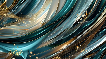 sophisticated abstract background with metallic texture and liquid mixtures in emerald green and golden color 
